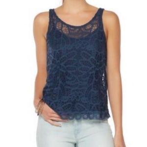 Sheryl Crow Navy Lace Top with attached  Cami